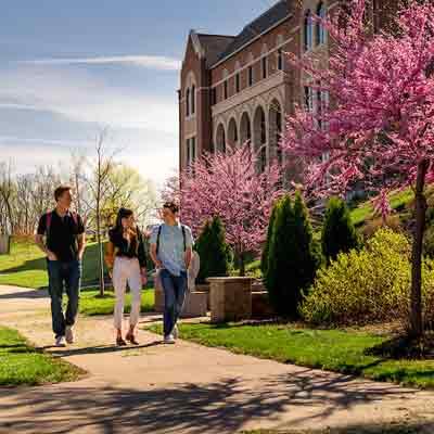 Students walking on campus